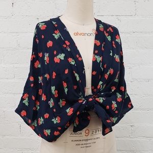 Kitschy cute Sunday Best strawberry print kimono